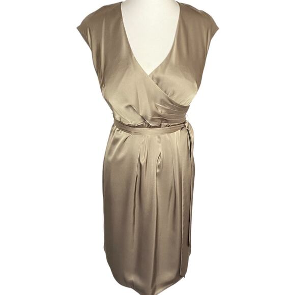 J. Crew Cecelia Dress in Tricotine Beige Taupe Belted Size 12 Babydoll Cocktail - Picture 1 of 15